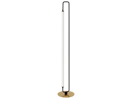 Dainolite Freya Matte Black Aged Brass White Floor Lamp