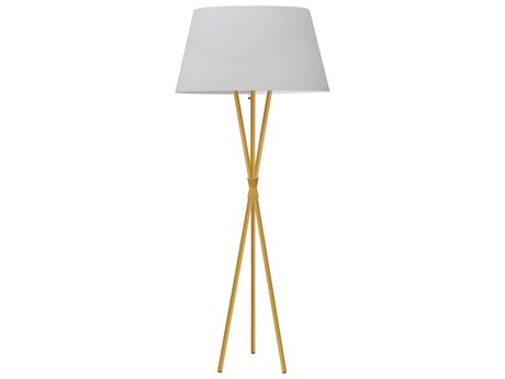 Dainolite Gabriela Aged Brass White Fabric Floor Lamp
