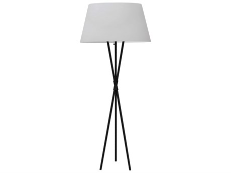 Dainolite Gabriela Matte Black White Fabric Floor Lamp