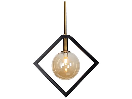 Dainolite Glasgow 1-Light Vintage Bronze Matte Black Champagne Geometric Mini Pendant