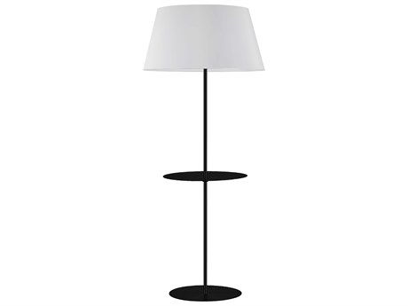 Dainolite Gretchen Matte Black White Fabric Floor Lamp