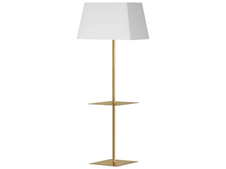 Dainolite Gretchen Aged Brass White Fabric Floor Lamp