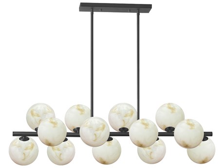 Dainolite Giovanna 13-Light Matte Black Globe Linear Island Pendant