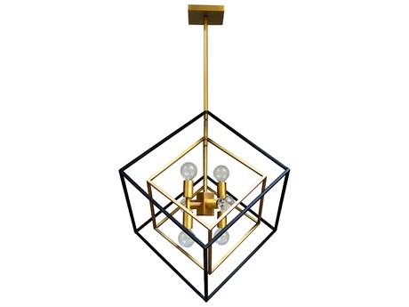 Dainolite Kappa 6-Light Vintage Bronze Matte Black Geometric Pendant