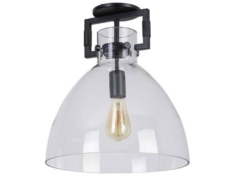 Dainolite Liberty 1-Light Matte Black Dome Semi Flush Mount