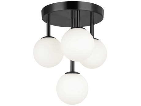Dainolite Megallan 4-Light Matte Black Globe Flush Mount