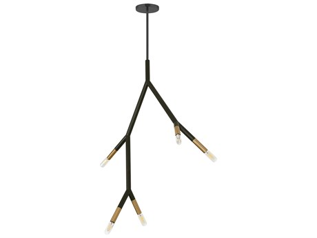 Dainolite Morgan 5-Light Matte Black Aged Brass Linear Pendant