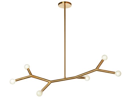 Dainolite Morgan 6-Light Aged Brass Linear Island Pendant