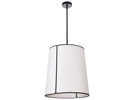 Dainolite Notched Drum 3-Light Black White Pendant