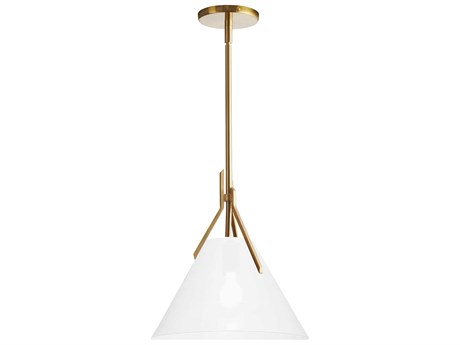Dainolite Nicole 1-Light Aged Brass White Opal Mini Pendant