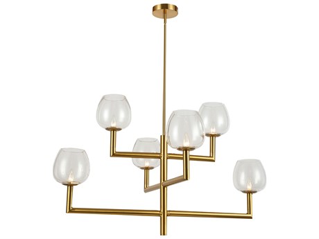 Dainolite Nora 6-Light Aged Brass Linear Tiered Chandelier