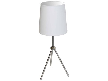 Dainolite Oversized Drum Satin Chrome White Fabric Silver Buffet Lamp