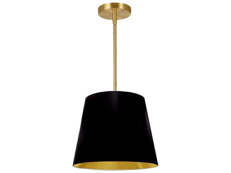 Dainolite Oversized Drum 1-Light Black Aged Brass Gold Pendant