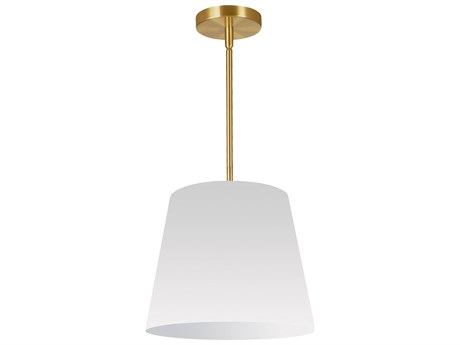 Dainolite Oversized Drum 1-Light Aged Brass White Pendant
