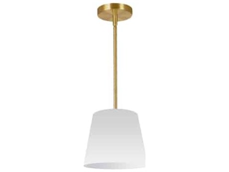 Dainolite Oversized Drum 1-Light Aged Brass White Mini Pendant