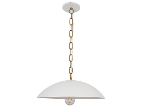 Dainolite Ofelia 1-Light Matte White Aged Brass Dome Pendant