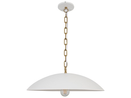 Dainolite Ofelia 1-Light Matte White Aged Brass Dome Pendant