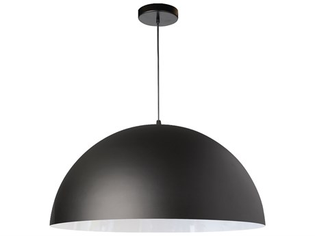 Dainolite Ofelia 1-Light Matte Black White Dome Pendant