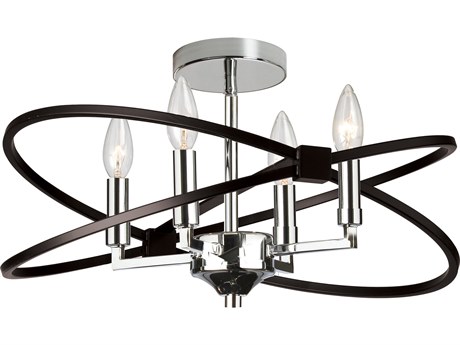 Dainolite Paloma 4-Light Polished Chrome Matte Black Semi Flush Mount