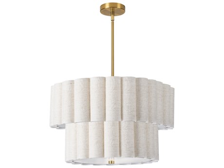 Dainolite Pacifica 4-Light Flax Aged Brass Drum Tiered Pendant