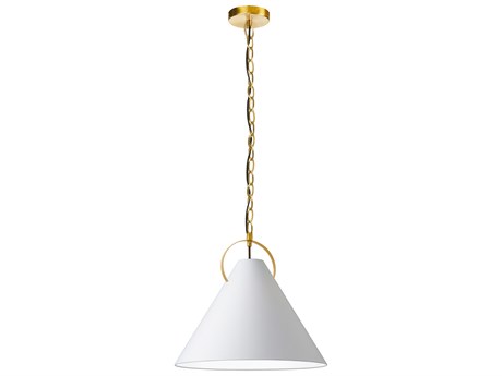 Dainolite Princeton 1-Light Aged Brass White Pendant