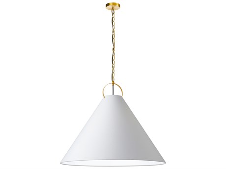 Dainolite Princeton 1-Light Aged Brass White Pendant