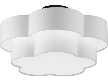 Dainolite Phlox 3-Light Matte Black White Drum Flush Mount