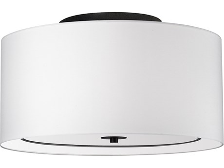 Dainolite Porscha 3-Light Matte Black White Drum Flush Mount