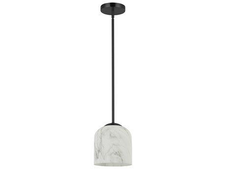 Dainolite Patrice 1-Light Alabaster Matte Black Bell Mini Pendant