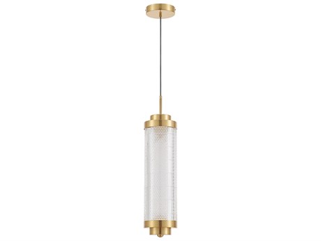 Dainolite Peri 1-Light Aged Brass Cylinder Mini Pendant