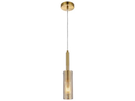 Dainolite Percy 1-Light Aged Brass Cylinder Mini Pendant