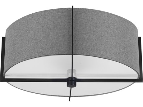 Dainolite Preston 3-Light Grey Matte Black Drum Semi Flush Mount