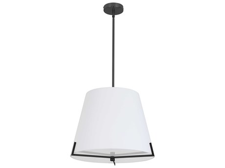 Dainolite Preston 4-Light Matte Black White Drum Pendant