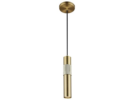 Dainolite Passwell 1-Light Aged Brass Cylinder Mini Pendant