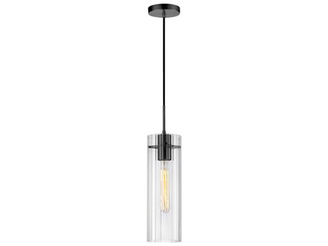 Dainolite Patia 1-Light Matte Black Cylinder Mini Pendant