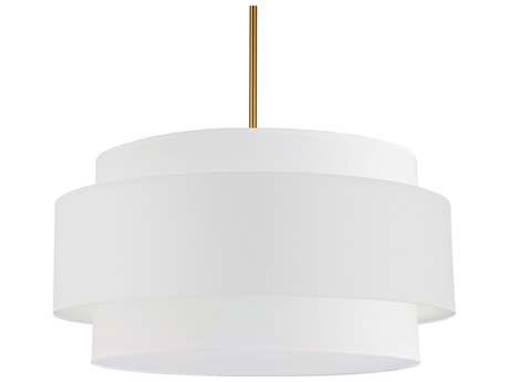 Dainolite Priya 4-Light Aged Brass White Drum Tiered Pendant