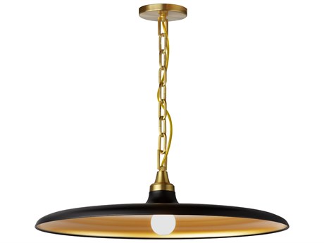 Dainolite Quentin 1-Light Matte Black Gold Brass Pendant