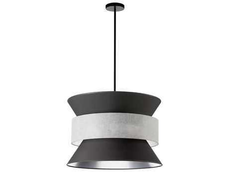 Dainolite Questa 4-Light Black Matte Gray Drum Pendant
