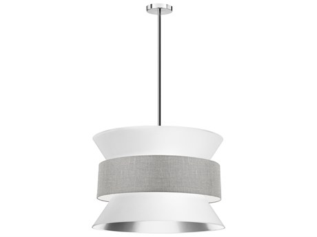Dainolite Questa 4-Light Polished Chrome White Drum Pendant