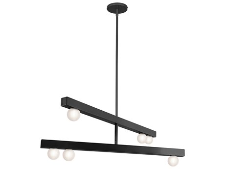 Dainolite Raleigh 6-Light Matte Black Globe Linear Tiered Chandelier