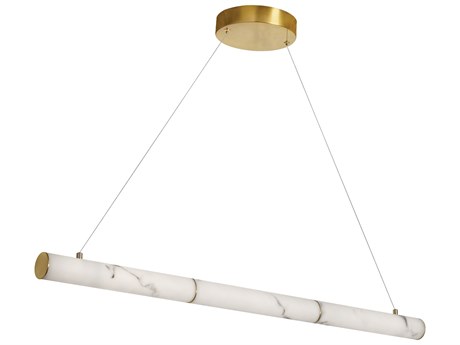 Dainolite Reuben 1-Light White Aged Brass Cylinder Linear Island Pendant