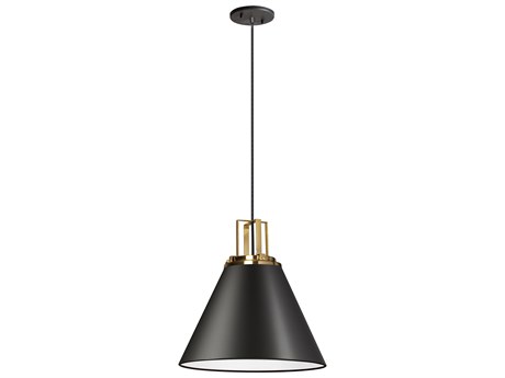 Dainolite Sonus 1-Light Matte Black Aged Brass Pendant