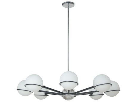 Dainolite Sofia 8-Light Matte Black Polished Chrome Globe Chandelier