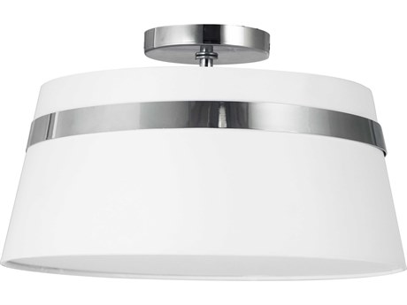 Dainolite Symphony 3-Light Polished Chrome White Drum Semi Flush Mount