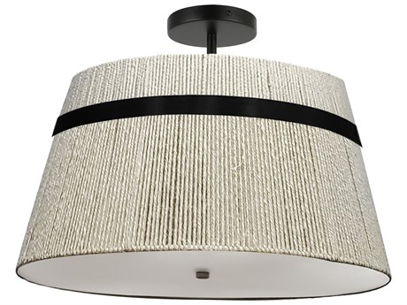 Dainolite Sylvie 3-Light Natural Matte Black Drum Semi Flush Mount