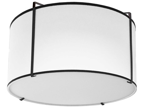 Dainolite Trapezoid 2-Light Black White Drum Flush Mount