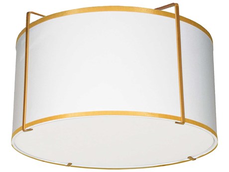 Dainolite Trapezoid 2-Light Gold White Drum Flush Mount