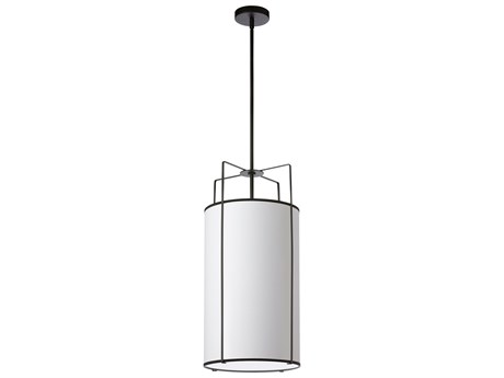 Dainolite Trapezoid 4-Light Black White Cylinder Pendant