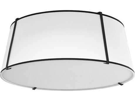 Dainolite Trapezoid 4-Light Black White Drum Flush Mount