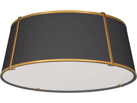 Dainolite Trapezoid 4-Light Gold Black Drum Flush Mount